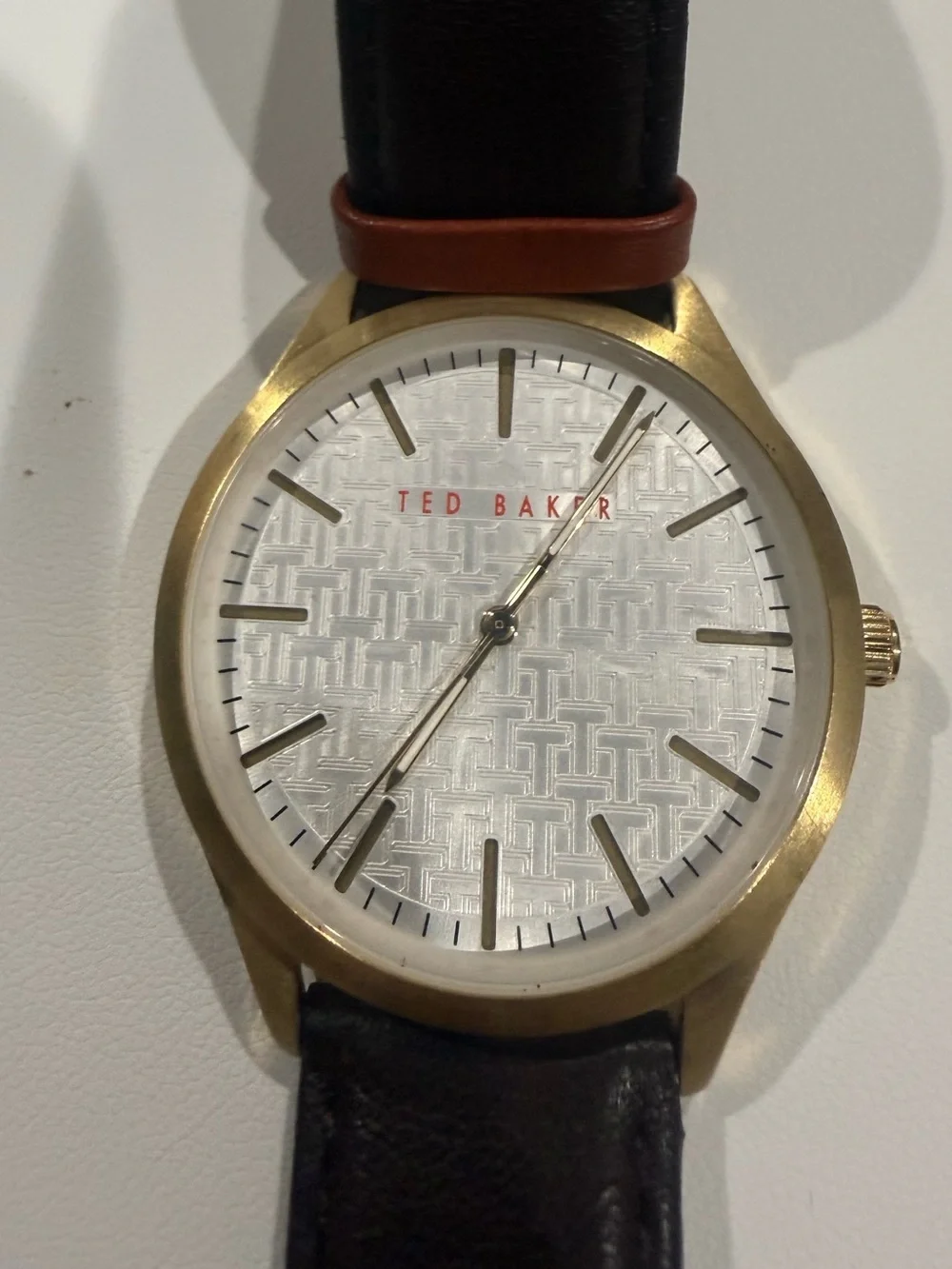 Ted Baker Classic Gold Case Wristwatch with Brown Leather Band